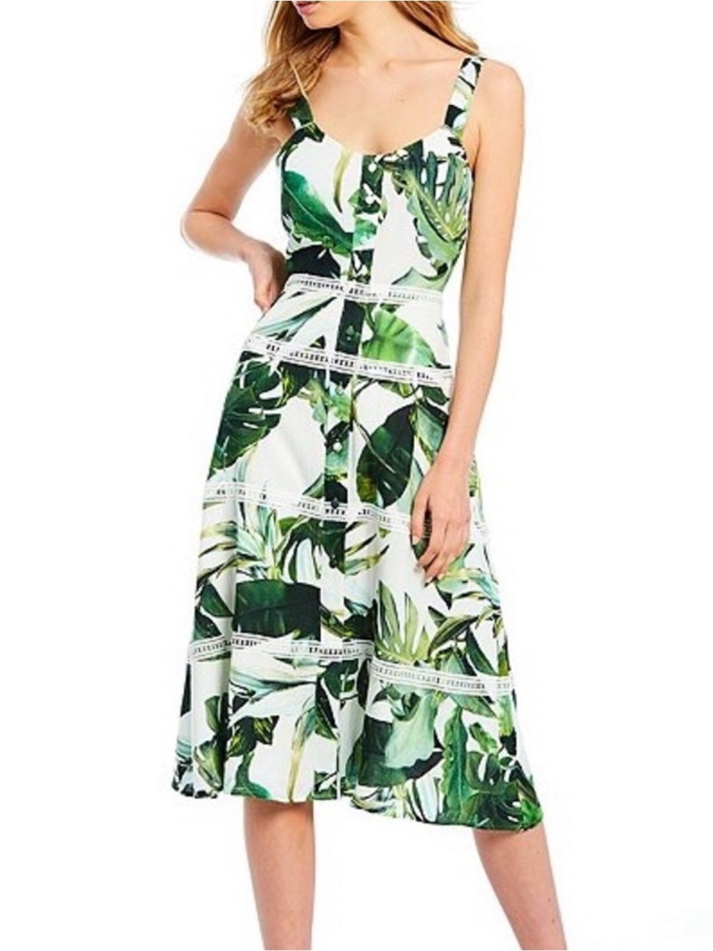 Gianni Bini Monica Palm Print Dress Sz 6